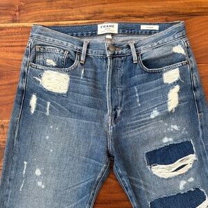 Frame Denim “Le Original” Womens Relaxed Distressed Jeans - Blue